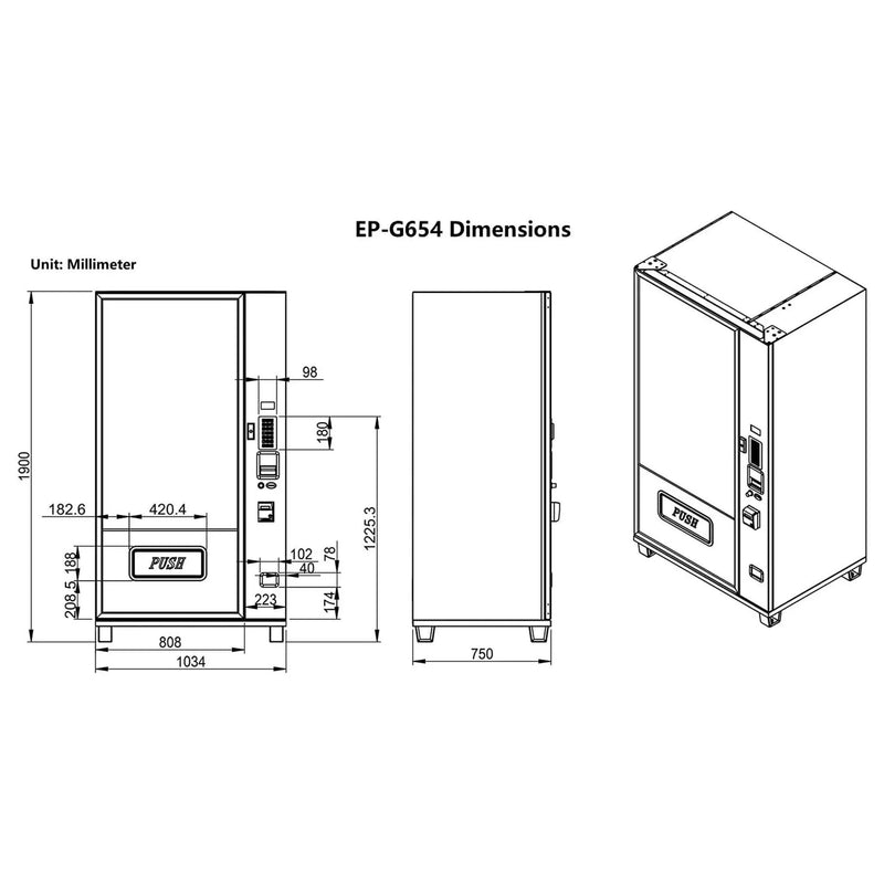 Epx Large 6FT Snacks And Drinks Combo Vending Machine With Dual Zone Refrigeration And Bill Acceptor [EP-G654] (SAK47539) by SAKSBY WHOLESALE