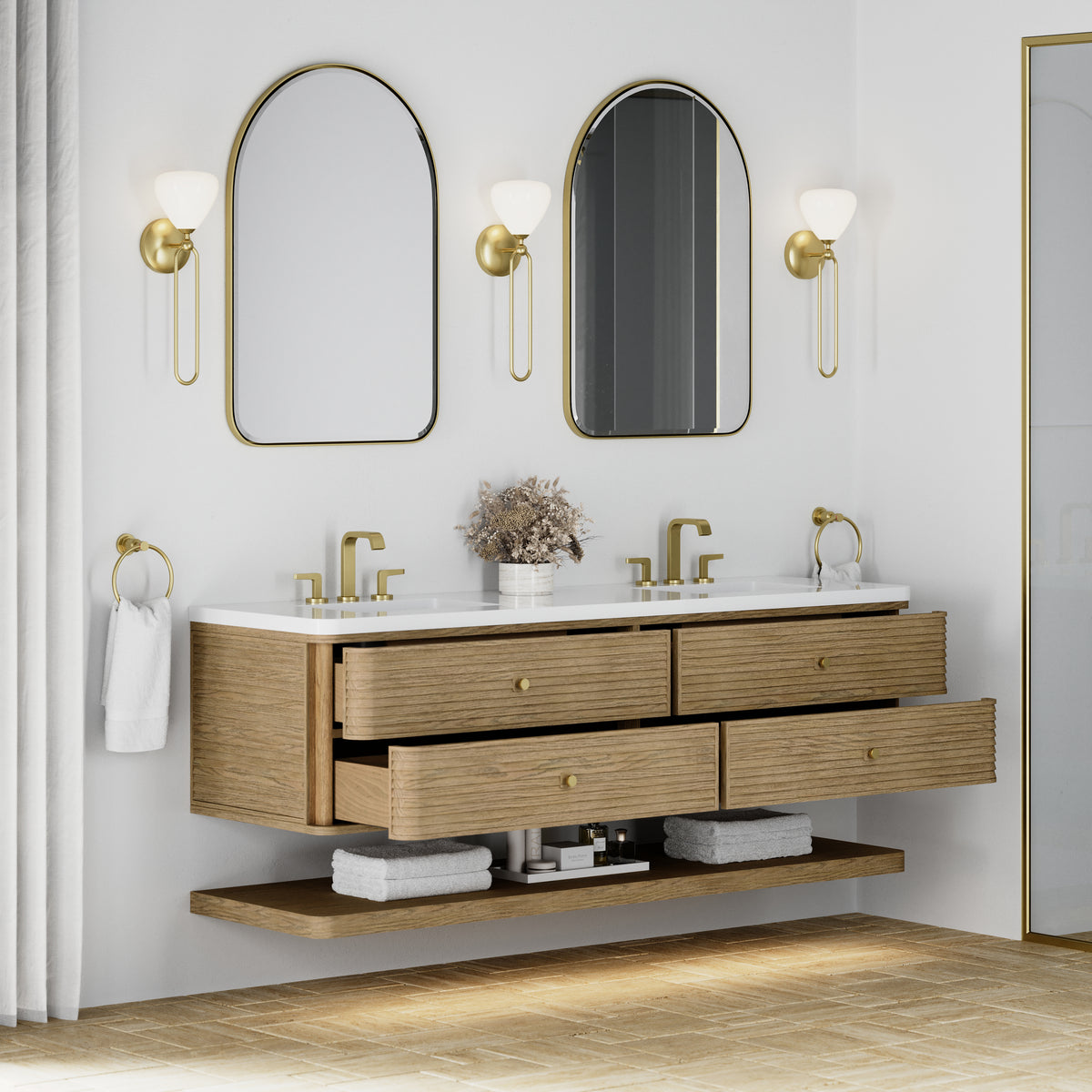 James Martin Allamari 72" Floating Double Bathroom Vanity, Dune Mist, view 34