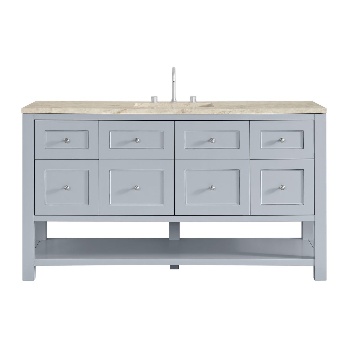James Martin Breckenridge 60" Single Bathroom Vanity, Serenity Blue with Tajnar countertop