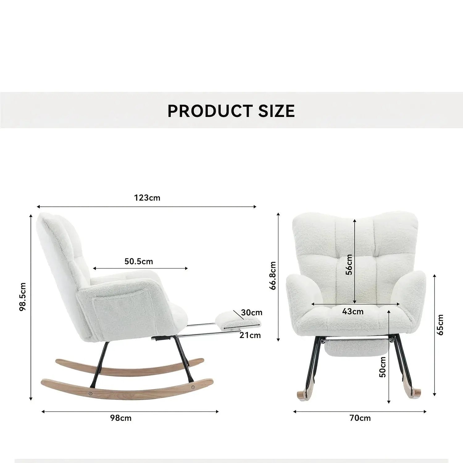 Ergonomic Teddy Fabric Rocking Chair with Footstool - Hardwood Frame Glider Chair with Plush Cushioning, Manual Rocker for Indoor Use, Easy-Clean Spot Clean Design, Ideal for , Living Room, Bedroom - Perfect for Mum & Adults by House Of Avana