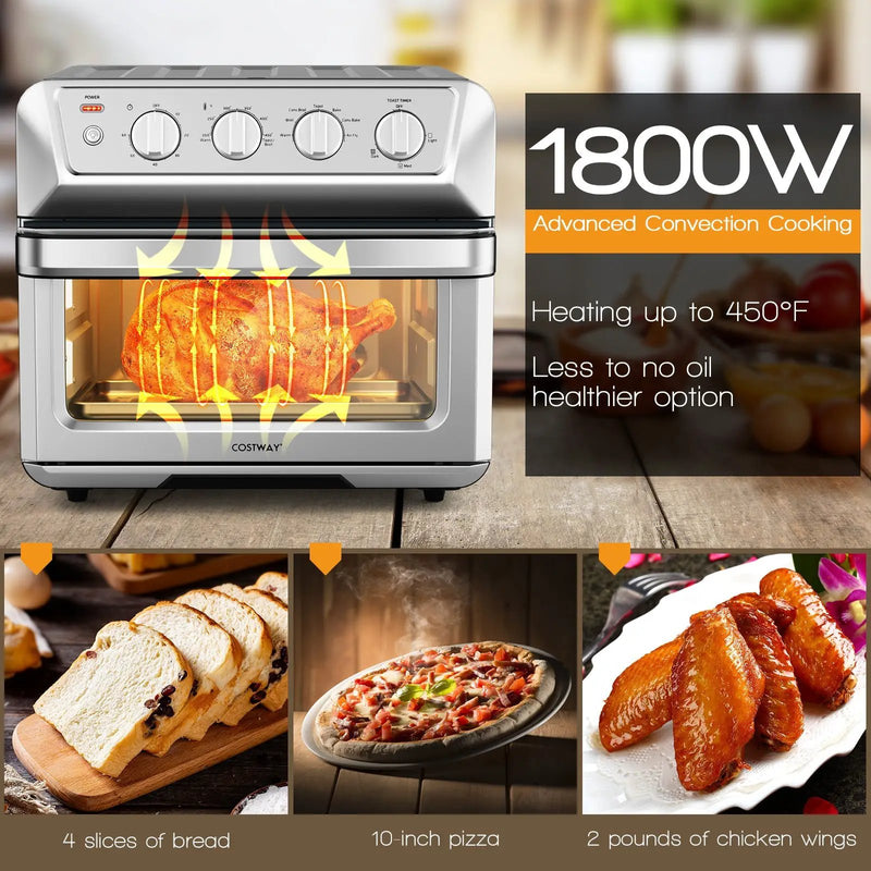 21.5 Quart 1800W Air Fryer Toaster Countertop Convection Oven with Recipe by DirectDeals