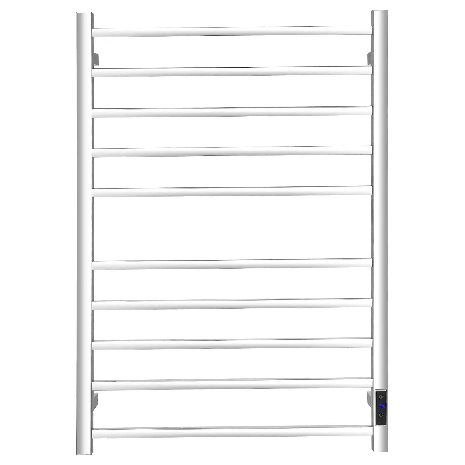 10 Bar Towel Warmer Wall Mounted Electric Heated Towel Rack with Built-in Timer-Silver by DirectDeals
