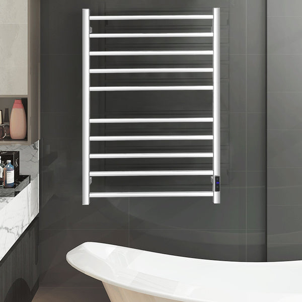 10 Bar Towel Warmer Wall Mounted Electric Heated Towel Rack with Built-in Timer-Silver, photo 2 of 8