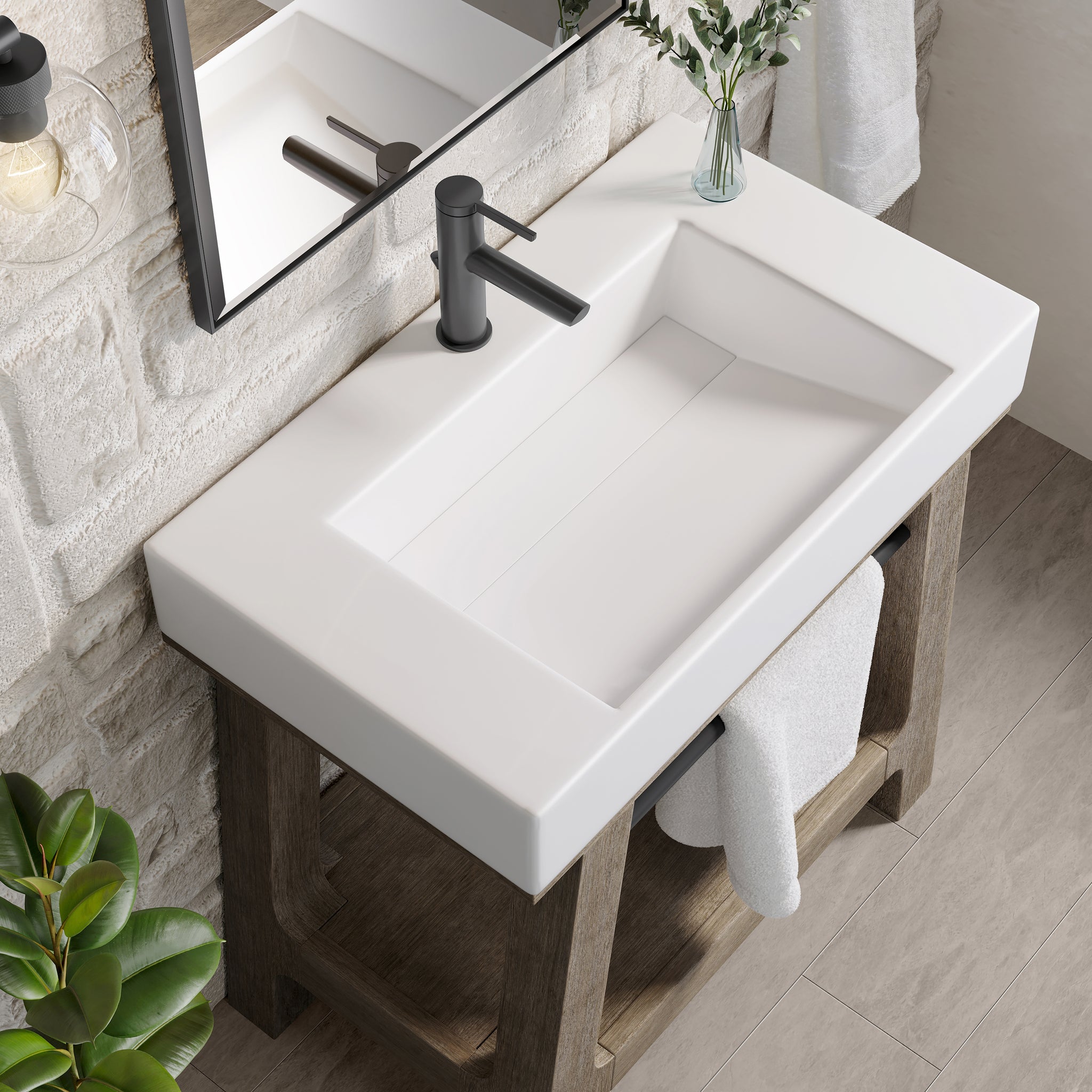 James Martin Auburn 31.5" Single Console Vanity, Weathered Timber by James Martin