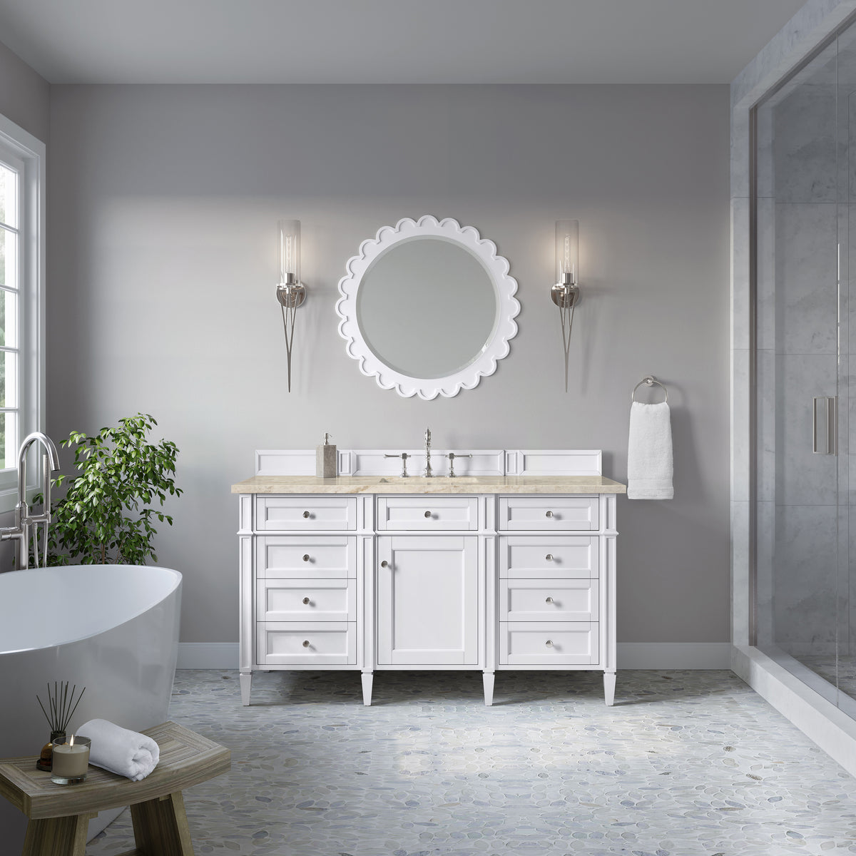 James Martin Brittany 60" Single Bathroom Vanity, Bright White, view 40