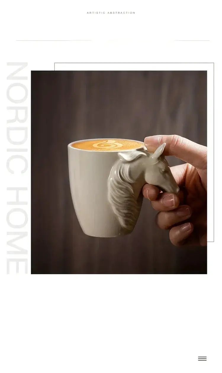 Espresso Cup - 3D Handle Ceramic Wood Ash 6Oz by House Of Avana