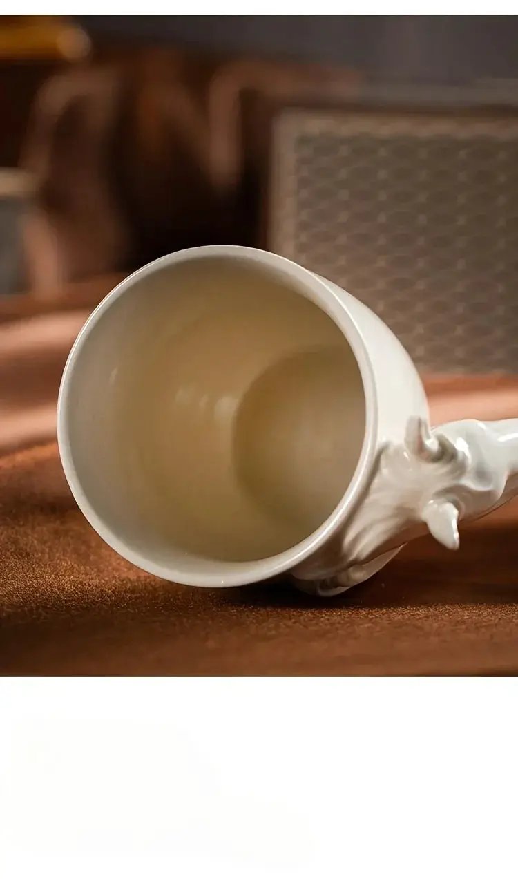 Espresso Cup - 3D Handle Ceramic Wood Ash 6Oz by House Of Avana