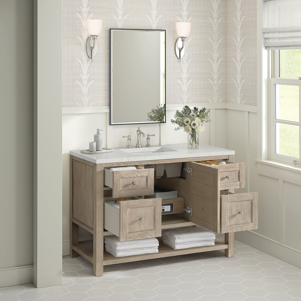 James Martin Breckenridge 48" Single Bathroom Vanity, Whitewashed Oak, view 28