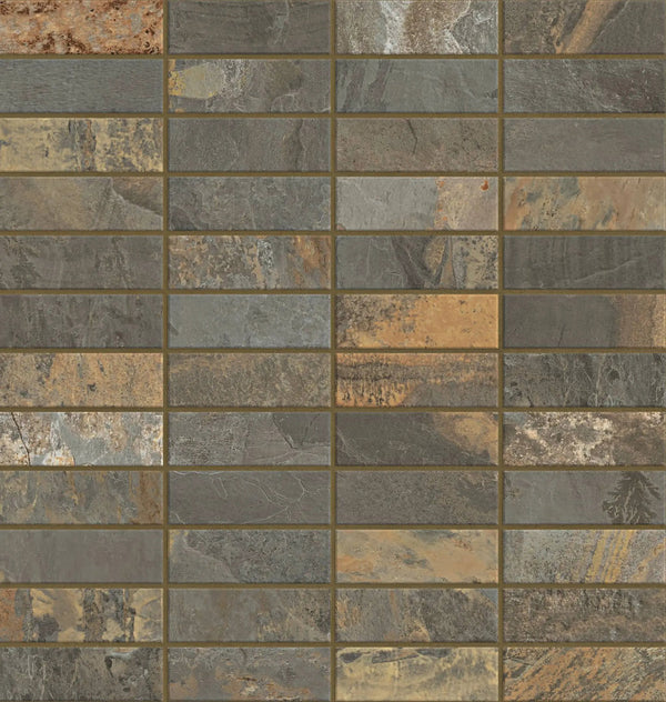 Essence California Gold Mosaic H Slate Look Porcelain Tiles 12x12