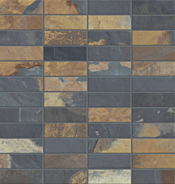 Essence Mariposa Slate Mosaic H Look Porcelain Tiles 12x12