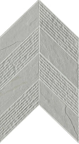Essence Montauk Grey Mosaic Chevron 3d Slate Look Porcelain Tiles 7.44x10