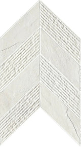 Essence Montauk White Mosaic Chevron 3d Slate Look Porcelain Tiles 7.44x10