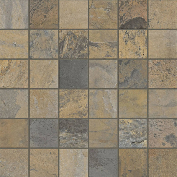 Essence Rustic Gold Mosaic A Slate Look Porcelain Tiles 12x12