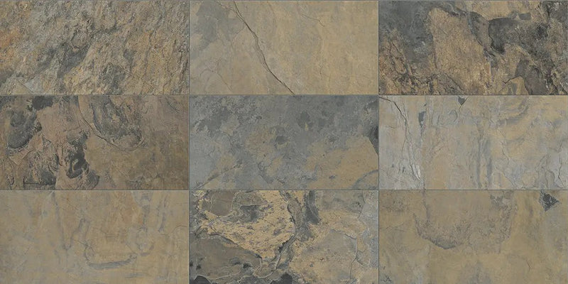 Essence Rustic Gold Slate Look Porcelain Tiles 12x24 by landmarkceramics
