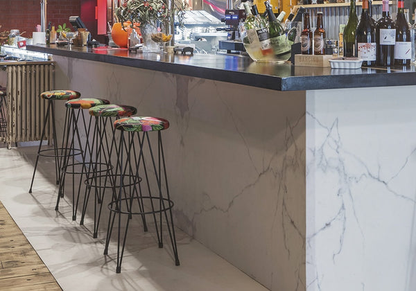 Estatuario Polished Sintered Stone Slab 125x63 E01R room scene 2