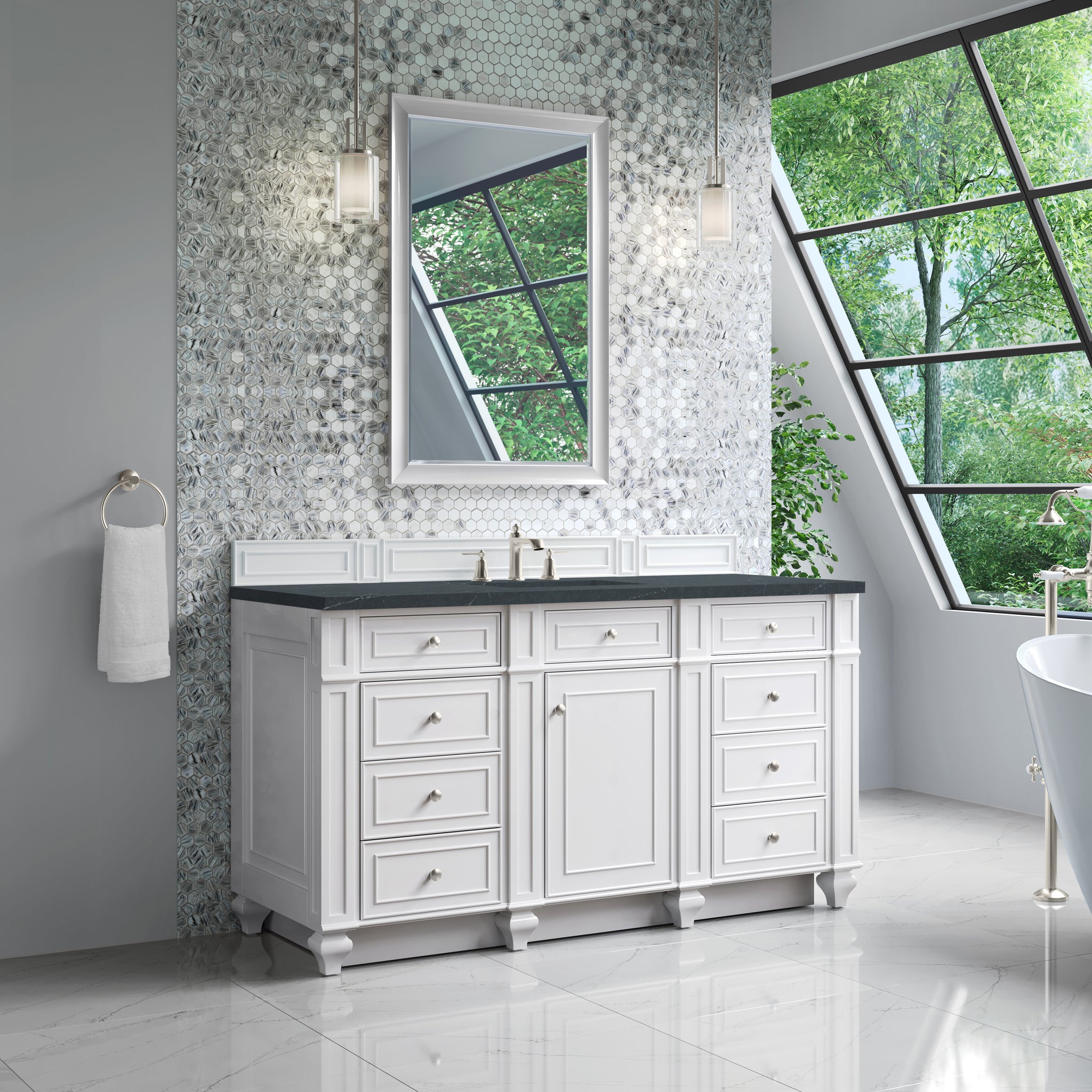 James Martin Bristol 60" Single Bathroom Vanity, Bright White by James Martin