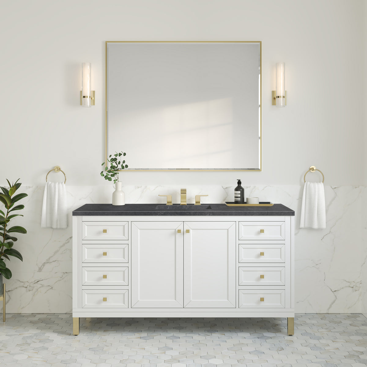 James Martin Chicago 60" Single Bathroom Vanity, Glossy White, view 35
