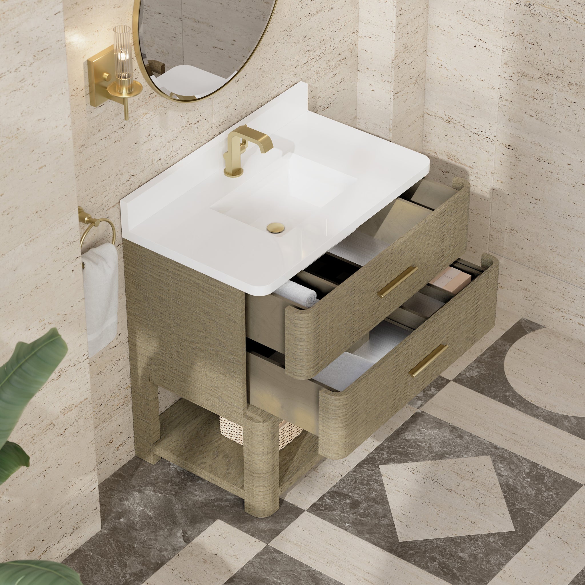James Martin Lucian 36" Single Bathroom Vanity, Pebble Oak, view 26