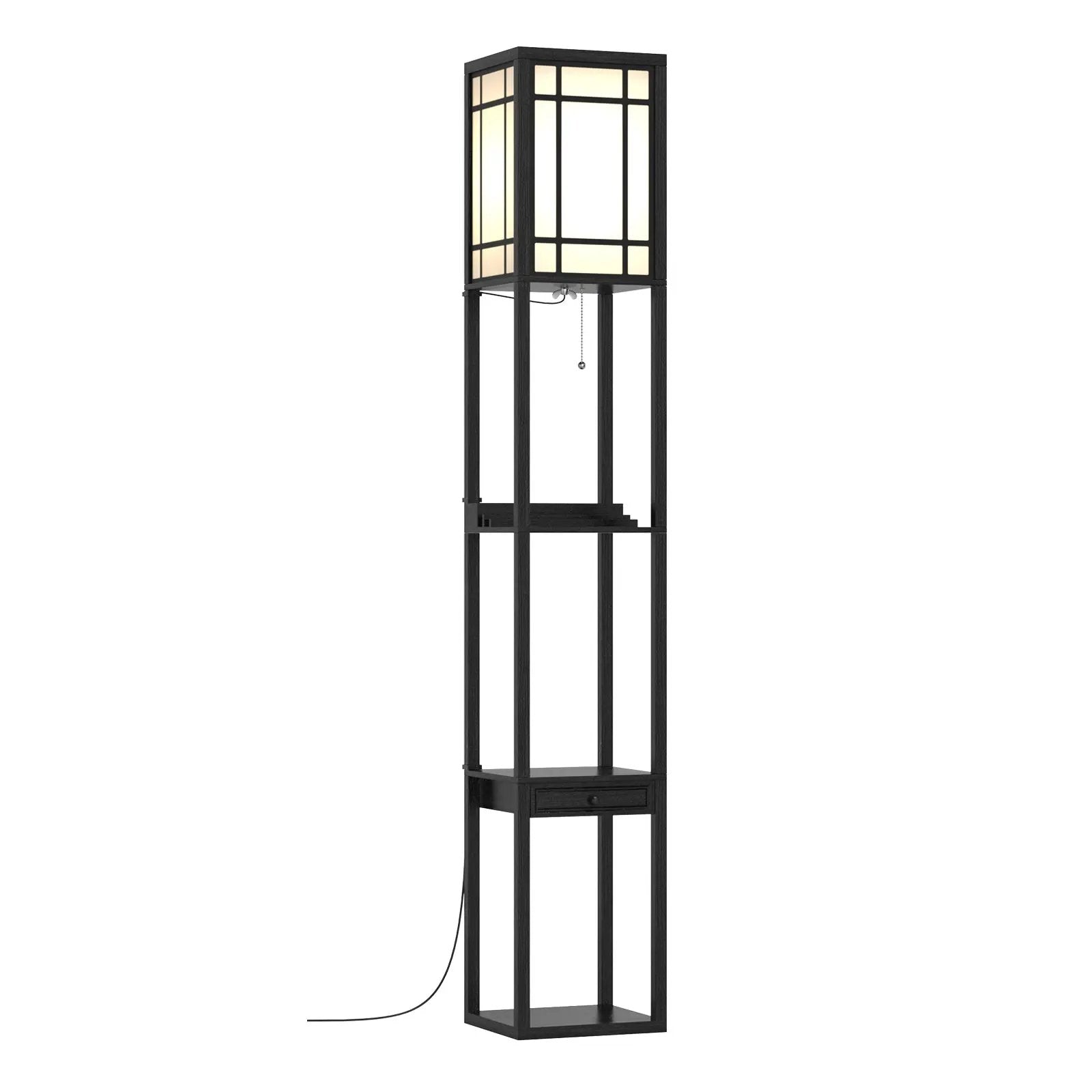 Modern Floor Lamp with Shelves and Drawer by DirectDeals
