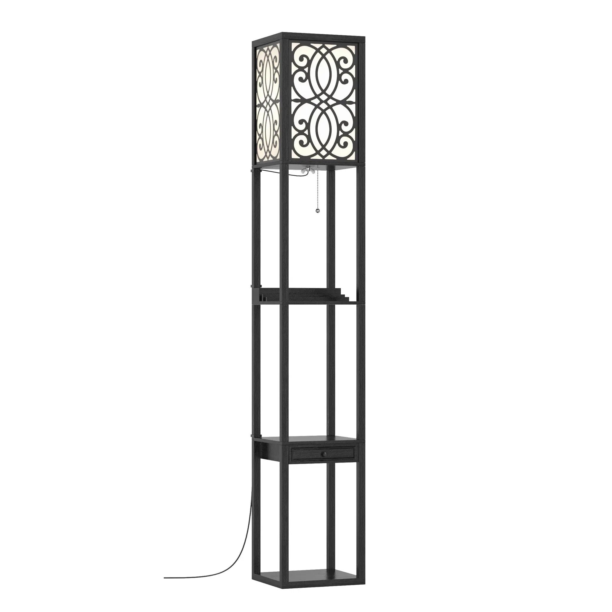 Modern Standing Shelf Lamp with 1 Power Outlet and 2 USB Ports by DirectDeals