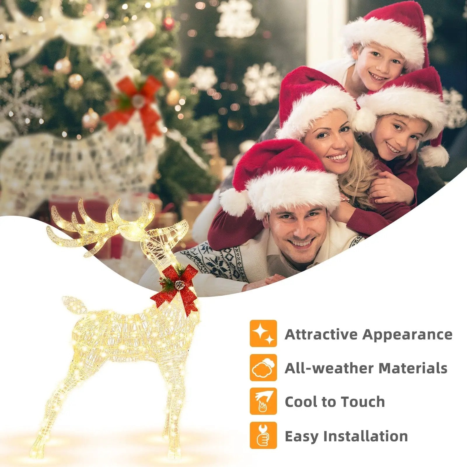 Lighted Standing Reindeer with Stakes for Christmas Decoration by DirectDeals