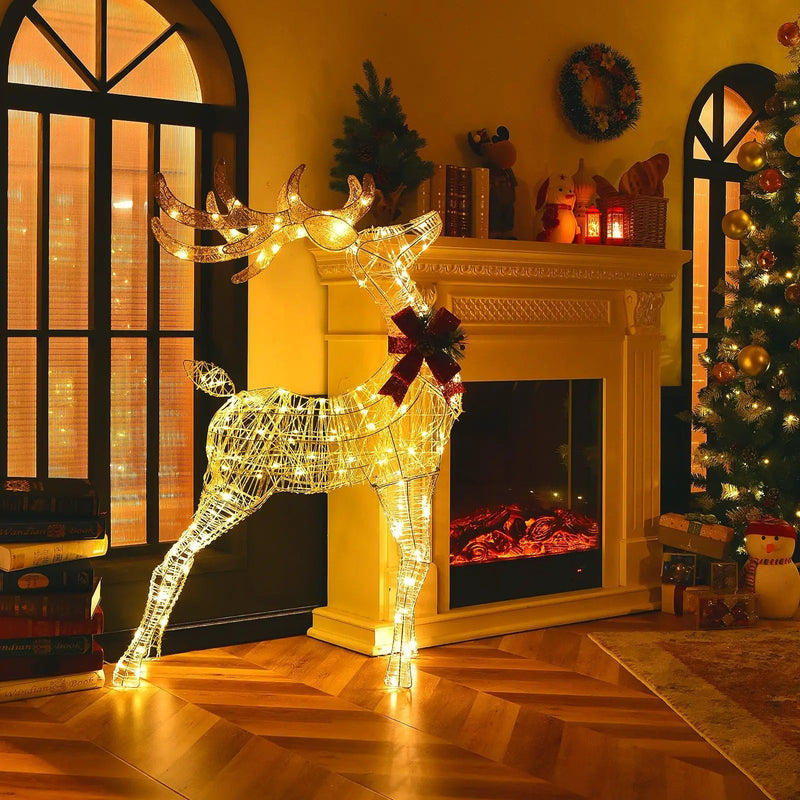 Lighted Standing Reindeer with Stakes for Christmas Decoration by DirectDeals