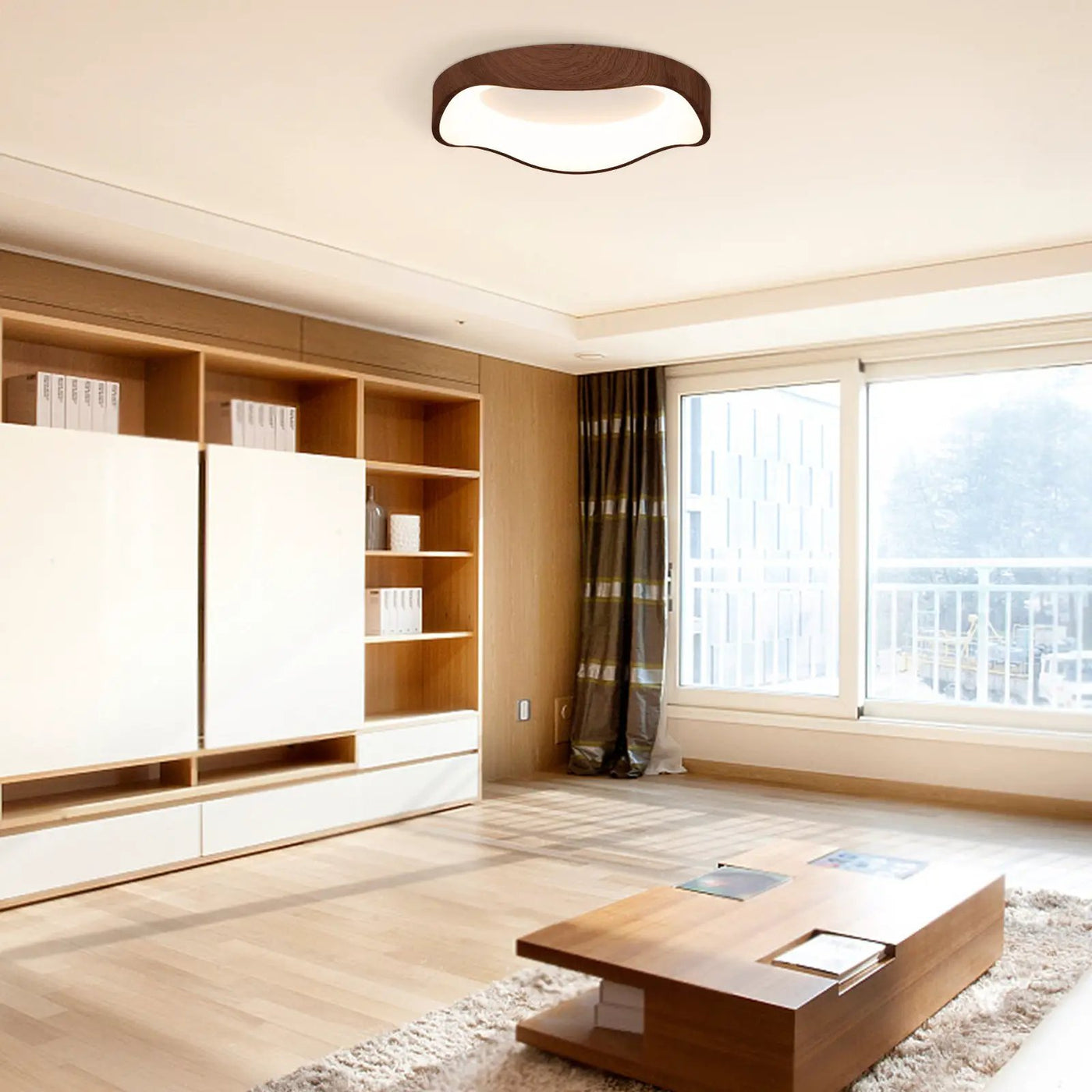 24W Modern LED Mount Ceiling Light with Wood Pattern and Metal Frame by DirectDeals