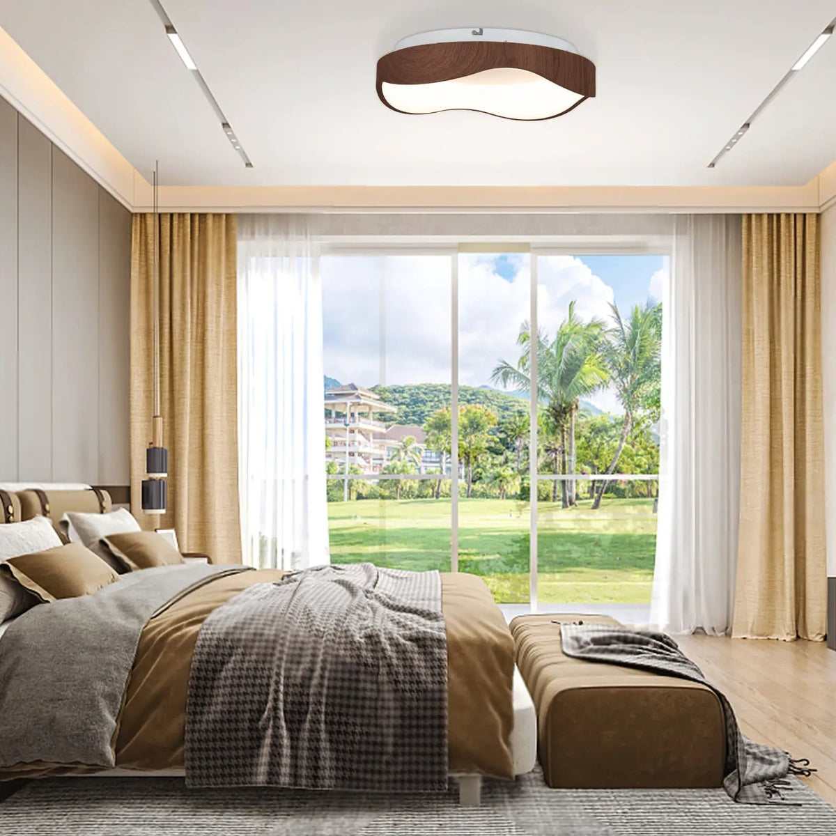 24W Modern LED Mount Ceiling Light with Wood Pattern and Metal Frame by DirectDeals