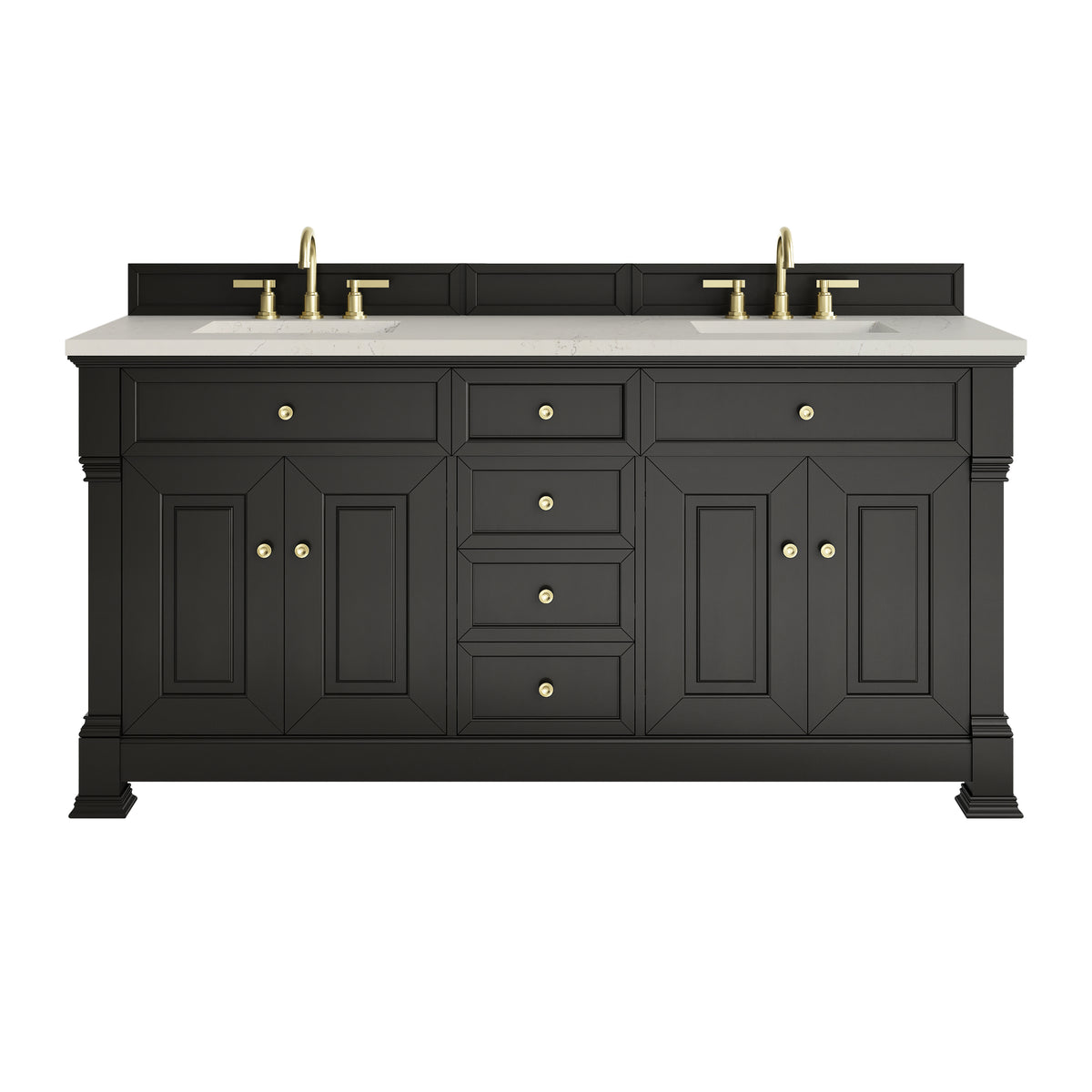 James Martin Brookfield 72" Double Bathroom Vanity, Black Onyx with Siberian countertop