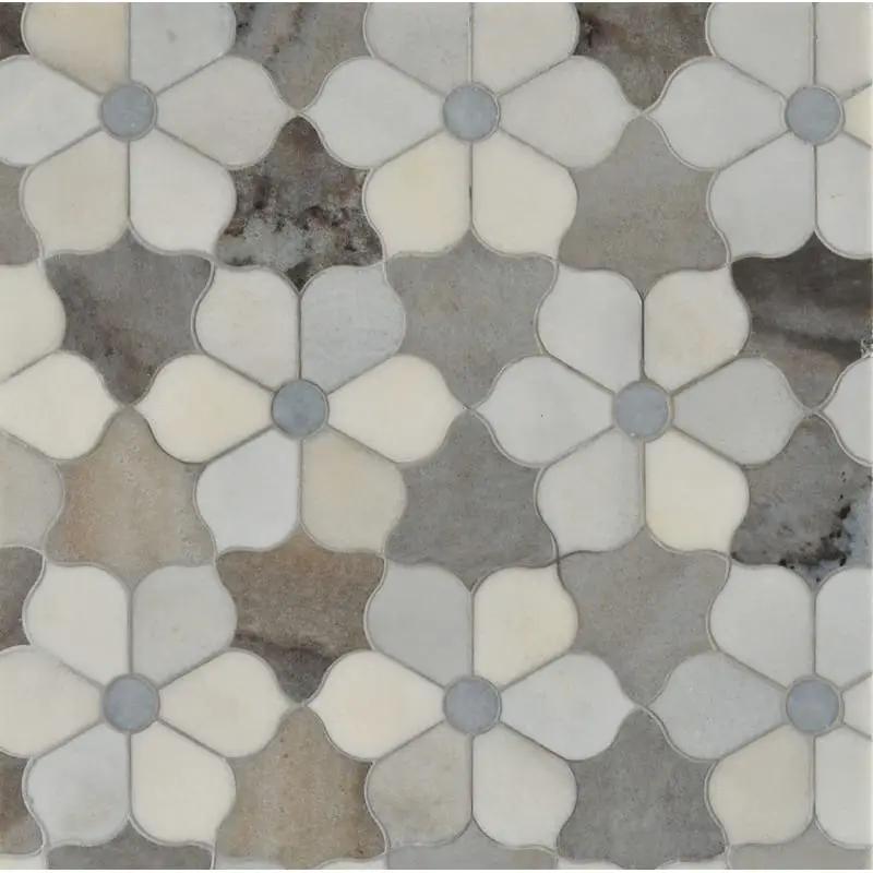 European Grey Multi Finish Theodora Marble Mosaics 12 1/8x14