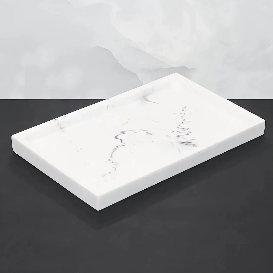 European Style 5-Piece Bathroom Accessory Set with Faux Marble Design - Includes Soap Dispenser, Toothbrush Holder, Tumbler, Soap Dish, and Tray - Elegant Vanity Countertop Ensemble for Home or Hotel Decor by House Of Avana