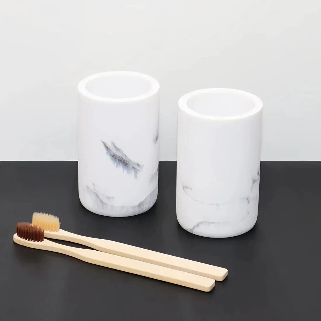 European Style 5-Piece Bathroom Accessory Set with Faux Marble Design - Includes Soap Dispenser, Toothbrush Holder, Tumbler, Soap Dish, and Tray - Elegant Vanity Countertop Ensemble for Home or Hotel Decor by House Of Avana
