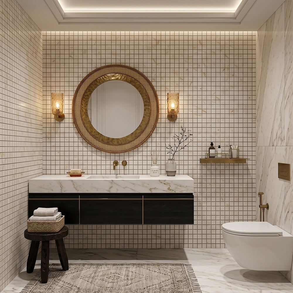 European Sugar Polished 1x1 Marble Mosaics 12x12 Marble Polished 12x12 Mosaics — 2