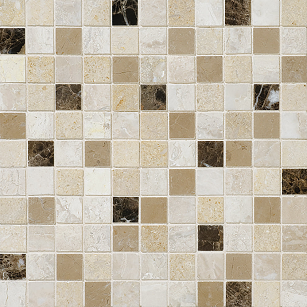 European Sugar, Venezia Honed 1x1 Marble Mosaics 12x12 Marble Honed 12x12 Mosaics