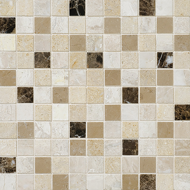 European Sugar, Venezia Honed 1x1 Marble Mosaics 12x12 Marble Honed 12x12 Mosaics