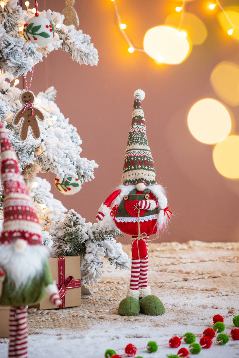 Set of 2 Fabric Standing Holiday Gnomes with Knit Hats – 29.5" H, photo 10 of 13