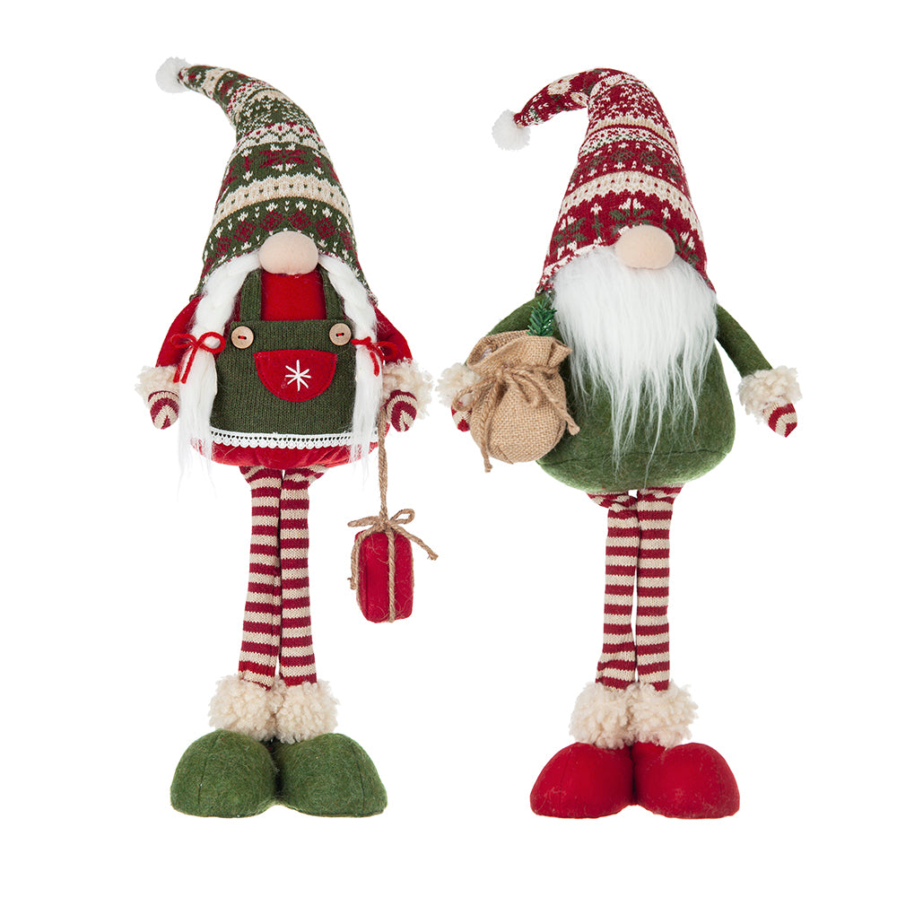 Set of 2 Fabric Standing Holiday Gnomes with Knit Hats – 29.5" H, photo 3 of 13