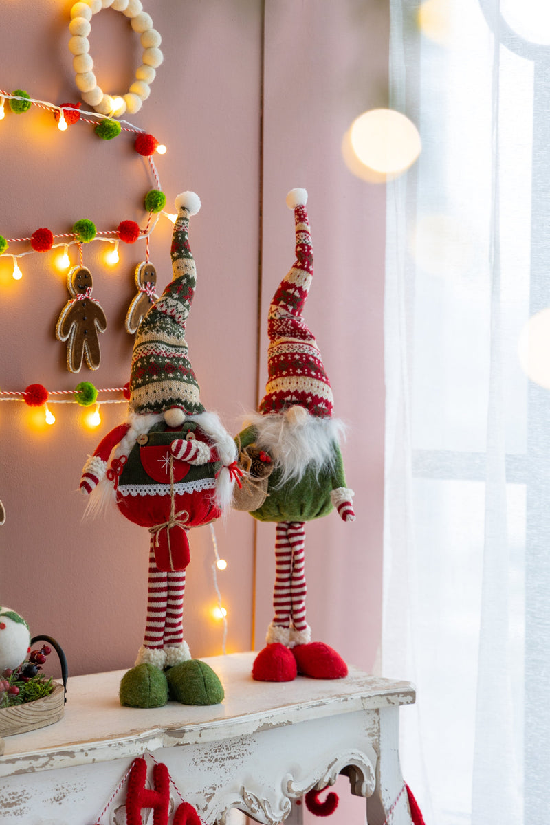 Set of 2 Fabric Standing Holiday Gnomes with Knit Hats – 29.5" H, photo 8 of 13
