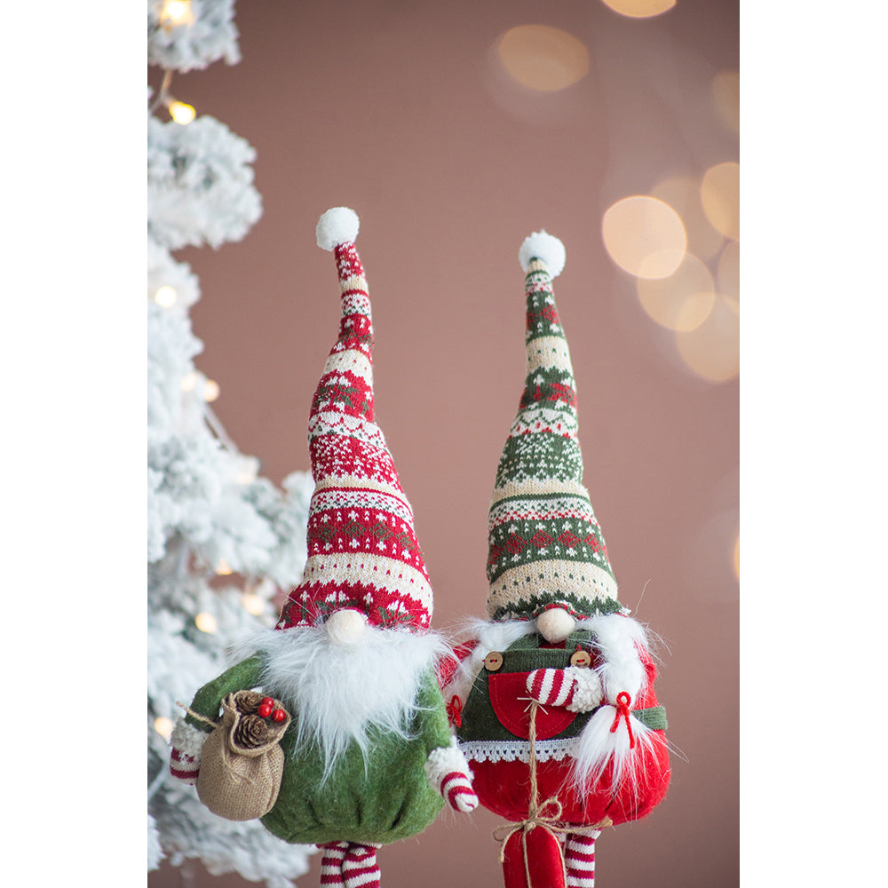 Set of 2 Fabric Standing Holiday Gnomes with Knit Hats – 29.5" H, photo 9 of 13