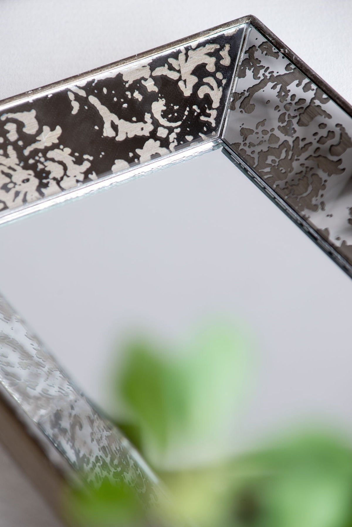 Antique Rectangle Mirror with Floral Accents - Pearl Silver, photo 11 of 25
