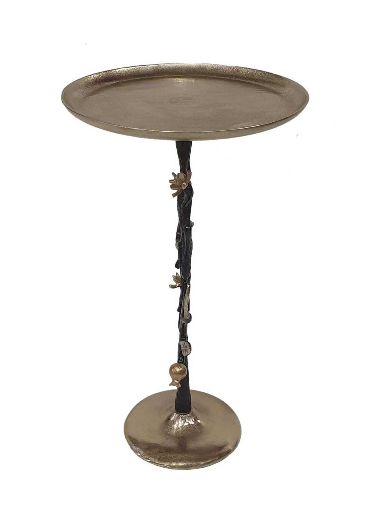 Black and Gold Aluminum Side Table with Pomegranate Design, photo 4 of 6