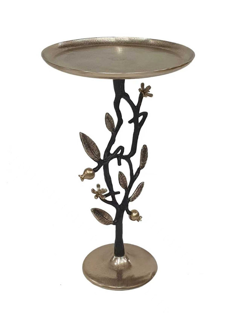 Black and Gold Aluminum Side Table with Pomegranate Design, photo 5 of 6