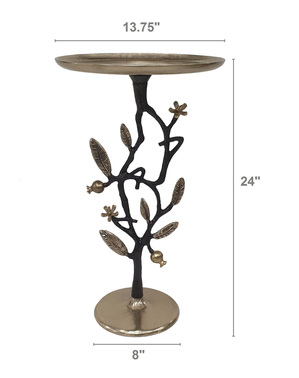 Black and Gold Aluminum Side Table with Pomegranate Design, photo 6 of 6