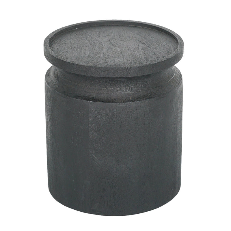 Black Wooden Cylinder Side Table
