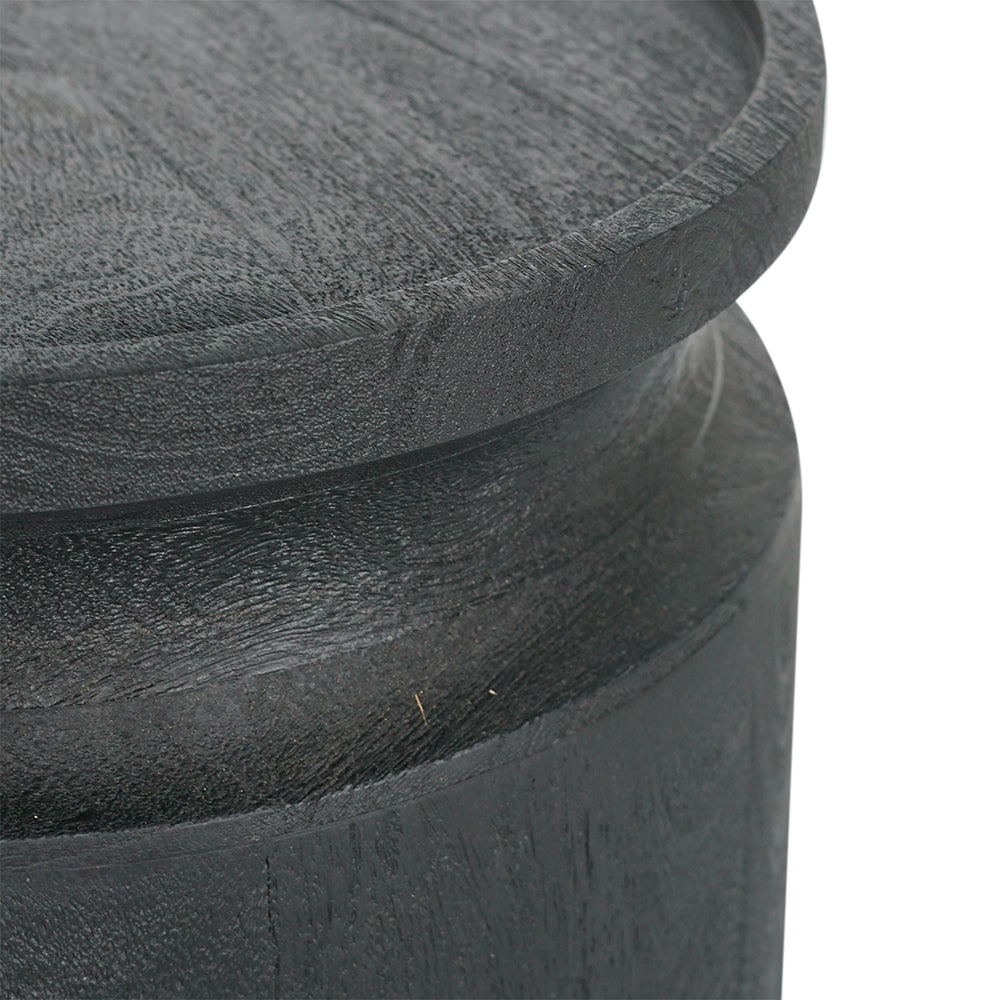 Black Wooden Cylinder Side Table, photo 4 of 6
