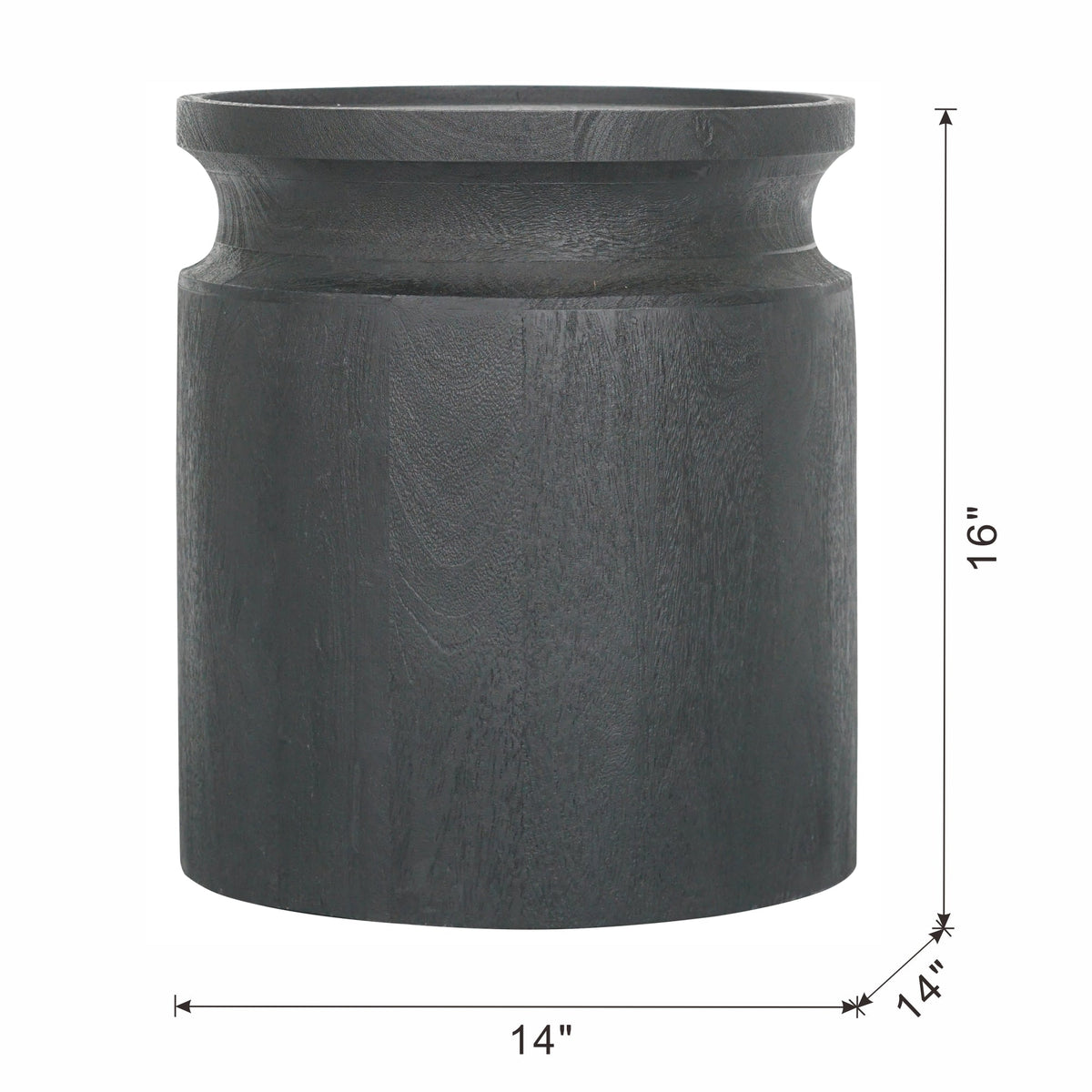 Black Wooden Cylinder Side Table, photo 6 of 6