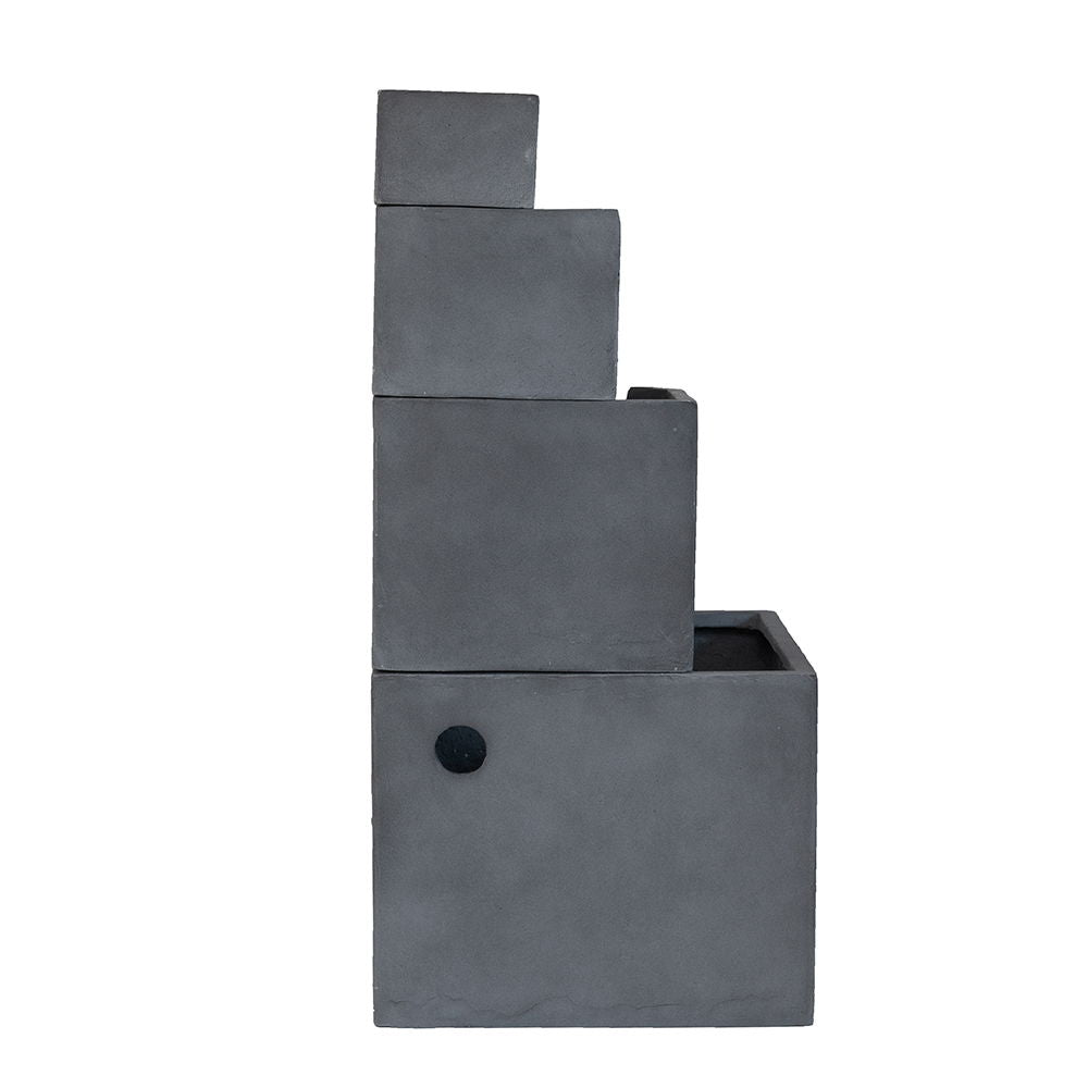 Cement 4 Tier Block Water Fountain with Modern Design - Gray, photo 7 of 7