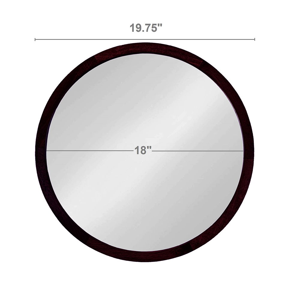 Circle Wall Mirror with Wooden Frame - Black, Light Brown, Dark Brown, photo 33 of 36