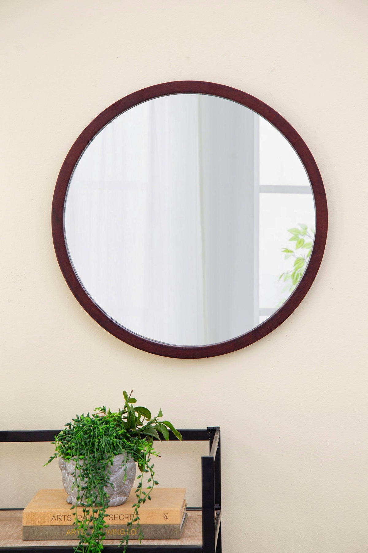 Circle Wall Mirror with Wooden Frame - Black, Light Brown, Dark Brown, photo 34 of 36
