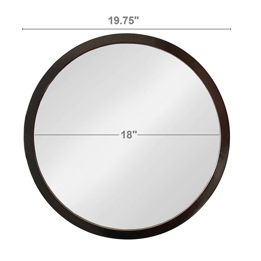 Circle Wall Mirror with Wooden Frame - Black, Light Brown, Dark Brown, photo 6 of 36